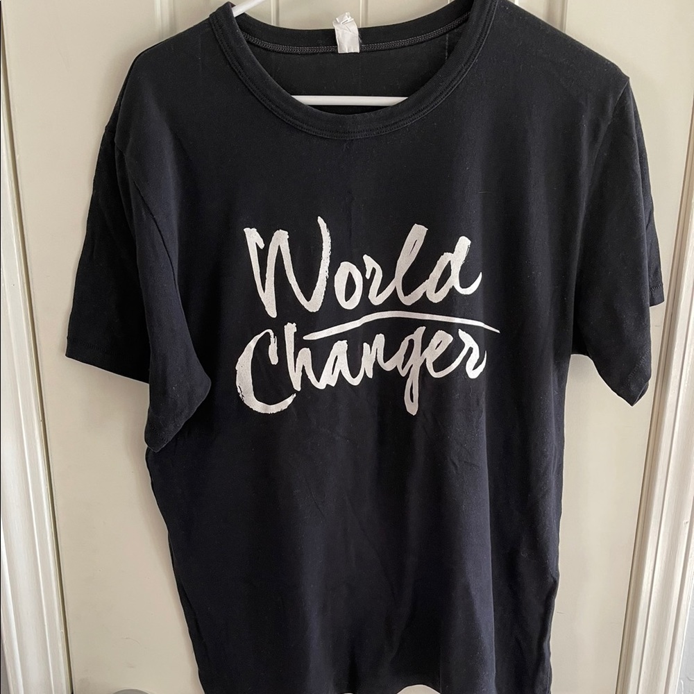 Black tshirt with world changer on it